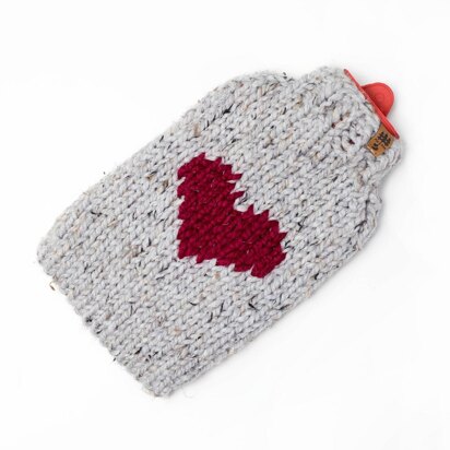 Hot Water Bottle Cover Heart Chunky Cozy Hottie