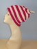 Simple Stripe Roll Brim Topknot Slouch Hat