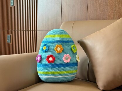 Easter Colorful Egg Pillow Stripes Flowers No Sew
