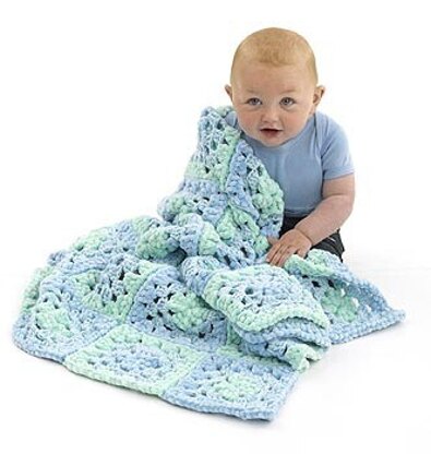 Super Soft Granny Baby Blanket in Lion Brand Velvetspun and Babysoft - Downloadable PDF