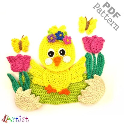 Easter Chick crochet applique pattern