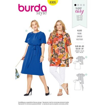Burda Style Women's Top and Dress B6305 - Paper Pattern, Size 20-34