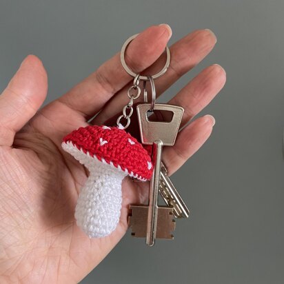 Amanita mushroom keychain