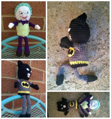 Crochet Pattern Batman and the Joker Topsy Turvy/reversible Doll! 2 dolls in 1!