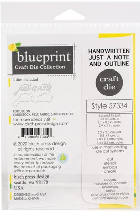 Memory Box Birch Press Designs Dies - Handwritten Just A Note & Outline