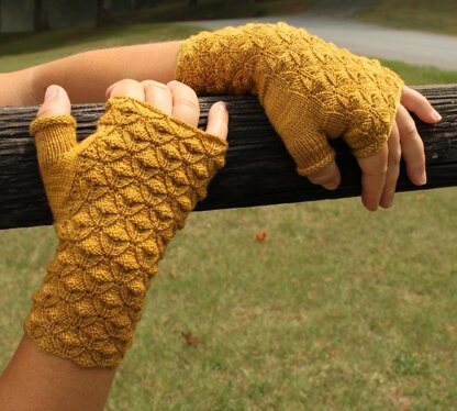 Golden Rod Reversible Fingerless Gloves