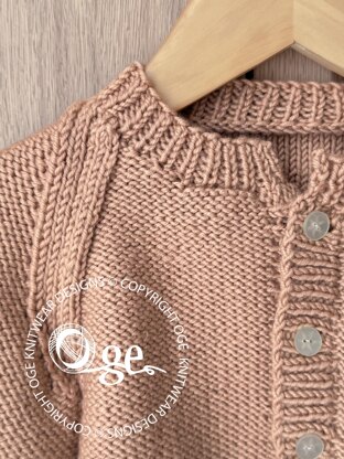 Round neck raglan sleeve cardi with cabled owls - P079