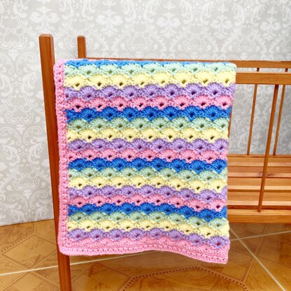 Shell stitch baby blanket crochet pattern # 644