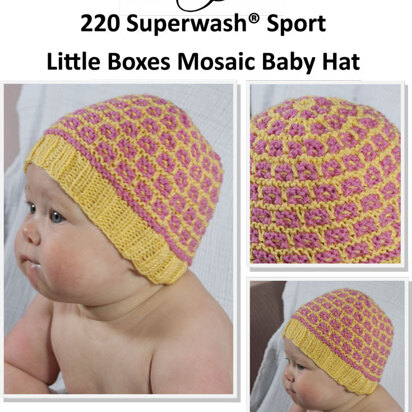 Little Boxes Mosaic Baby Hat in Cascade 220 Superwash Sport - DK161