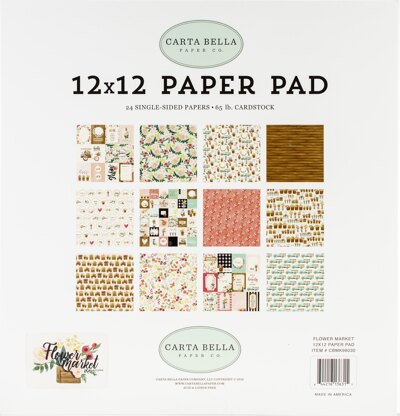 Echo Park Paper Carta Bella Single-Sided Paper Pad 12"X12" 24/Pkg - Flower Market, 12 Designs/2 Each
