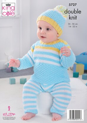 Baby Set Knitted in King Cole Double Knit - 5727 - Downloadable PDF