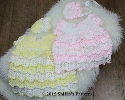 Crochet Pattern baby dress & hat UK & USA Terms #100