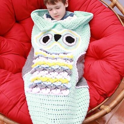 Crochet Pattern child owl cocoon UK & USA Terms #345