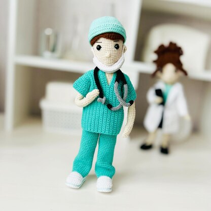 Amigurumi doll, crochet doctor, amigurumi doctor doll, doctor doll, doll clothes crochet pattern, Doctors