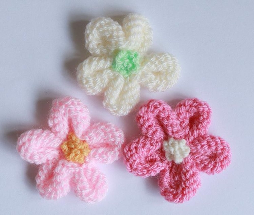 Knitted flowers on sale