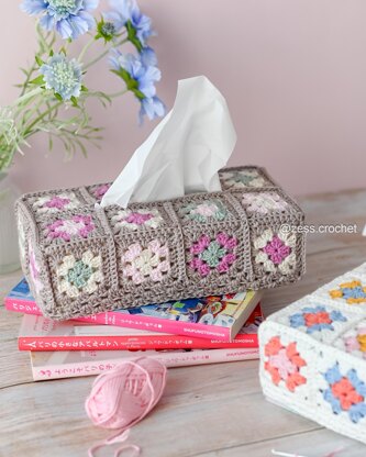 Rectangular Granny Square Tissue Box Cover Crochet Pattern – PDF Download