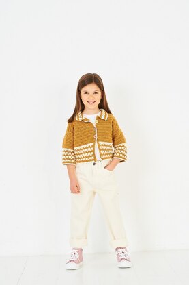 Girls Crochet Collared Sweater and Cardigan in Stylecraft Special DK - 10226 - Downloadable PDF