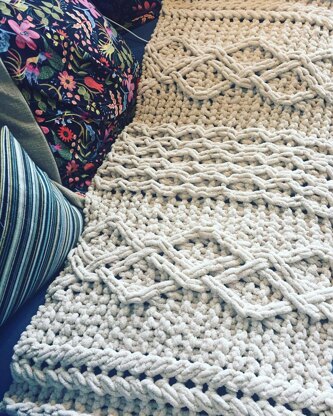 Irish Aran Diamond and Honeycomb Blanket