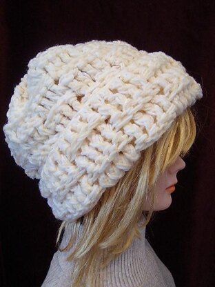 648 crochet BASKETWEAVE slouchie or touque hat