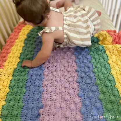 Rainbow Bobble Stitch Crib Blanket