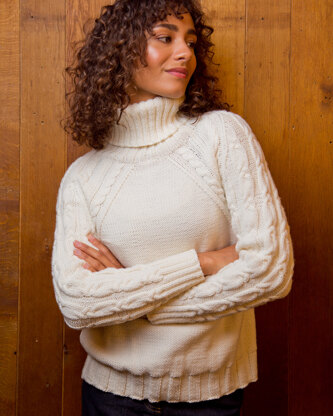 Tuva Cable Jumper - Knitting Pattern For Women in MillaMia Naturally Soft Aran by MillaMia