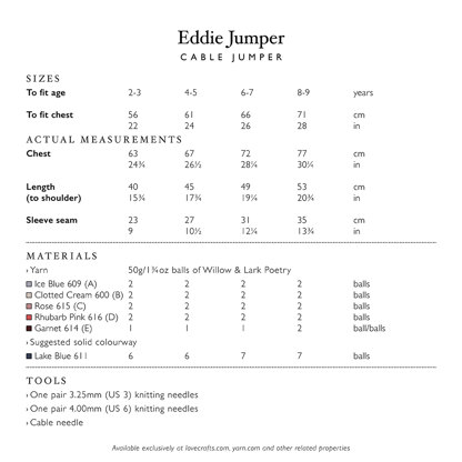Eddie Jumper - Sweater Knitting Pattern for Boys & Girls in Willow & Lark Poetry
