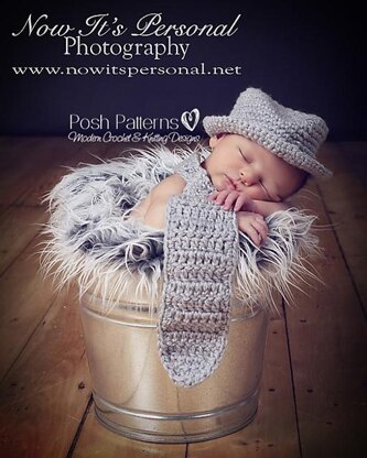 Baby Fedora Hat & Neck Tie Set Crochet Pattern PDF 118