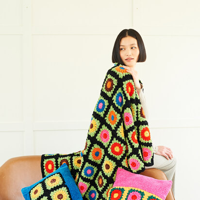 Crochet Blanket and Cushions in Stylecraft Squeeze Me DK - 10078 - Downloadable PDF