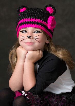 Glam Black Cat Hat in Red Heart Reflective - LW4447EN