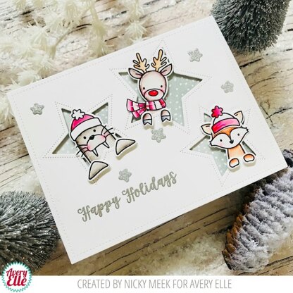 Avery Elle Clear Stamp Set 4"X6" - Polar Peek-A-Boo Pals