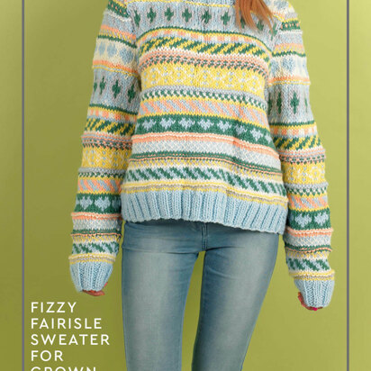 Fizzy Fairisle Sweater for Grown Ups - Free Knitting Pattern in Paintbox Yarns Wool Mix Chunky