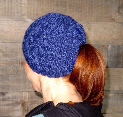 Double Cable Ponytail Hat