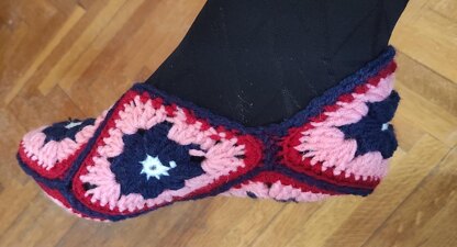 Square granny slippers