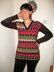 Kaleidoscope - V Neck Tunic Sweater with 2 Tone Fair-Isle Patterning