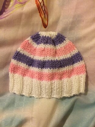 Cute Three Tone Newborn Baby Beanie Pattern