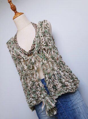 Drop Stitch Knitted Boho Waistcoat