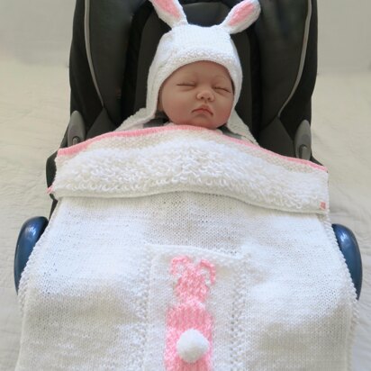 Baby Bunting Bunny Hooded Car Seat Blanket