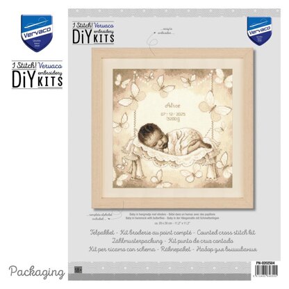 Vervaco Counted Cross Stitch Kit Baby In Hammock Cross Stitch Kit - 28 x 28 cm / 11.2in x 11.2in