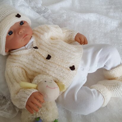 Lucas Baby Cardigan, Hat & Booties