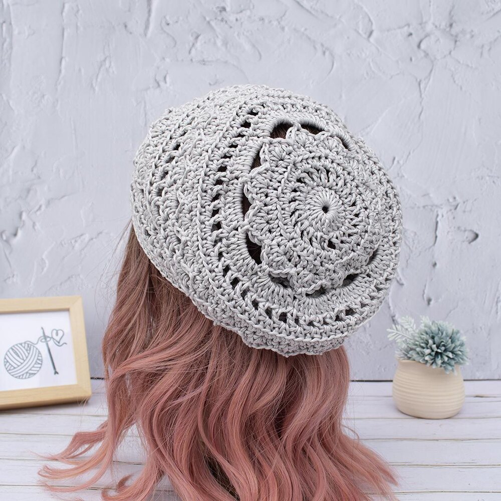 Slouchy Mandala Lace Hat Crochet pattern by Crazy Sheep