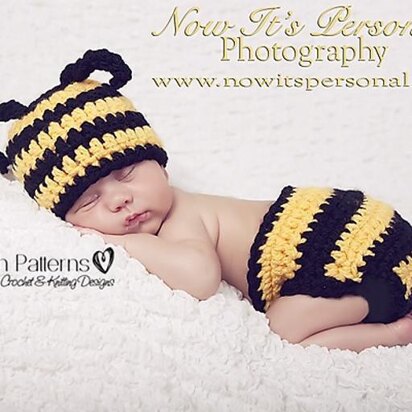 Baby Bumble Bee Hat & Diaper Cover Set 161