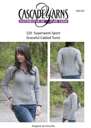 Graceful Cabled Tunic in Cascade 220 Superwash Sport - DK230