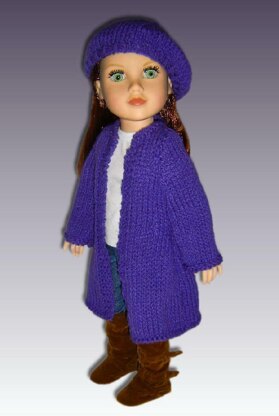 Doll clothes, Long Cardigan Knitting pattern for 18 inch dolls, including American Girl