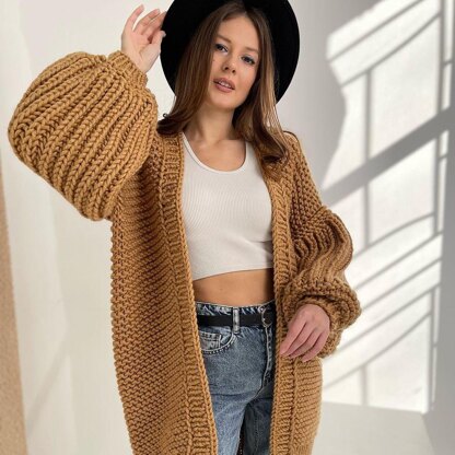 Womens long clearance chunky knit cardigan