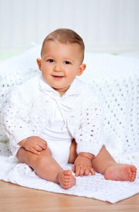 Shell Stitch Christening Set in Red Heart Soft - WR1974EN - Downloadable PDF