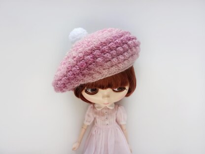 Popcorn beret for doll