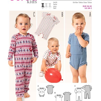 Burda B9384 Babie's Bodysuit and Rompers Sewing Pattern