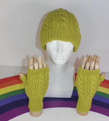 Adult & Teen Aran Cable & Fishermans Rib Beanie & Gloves