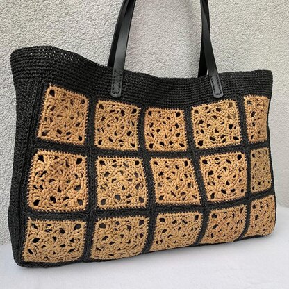 Granny square raffia bag