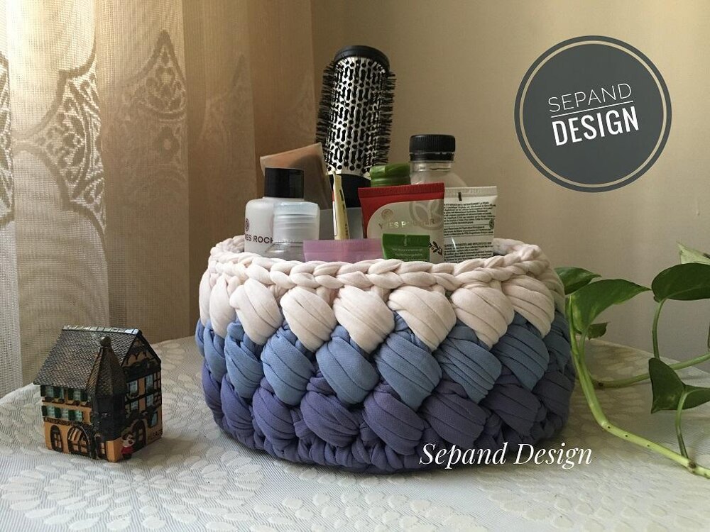 Basket and Place mats Set Knitting Pattern - tshirt yarn and crochet  patterns